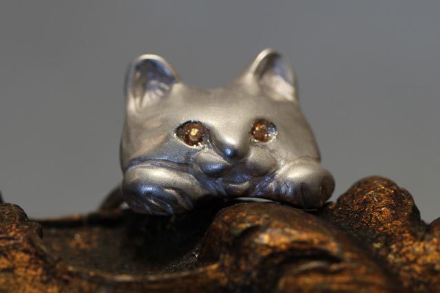 艶消し猫リング